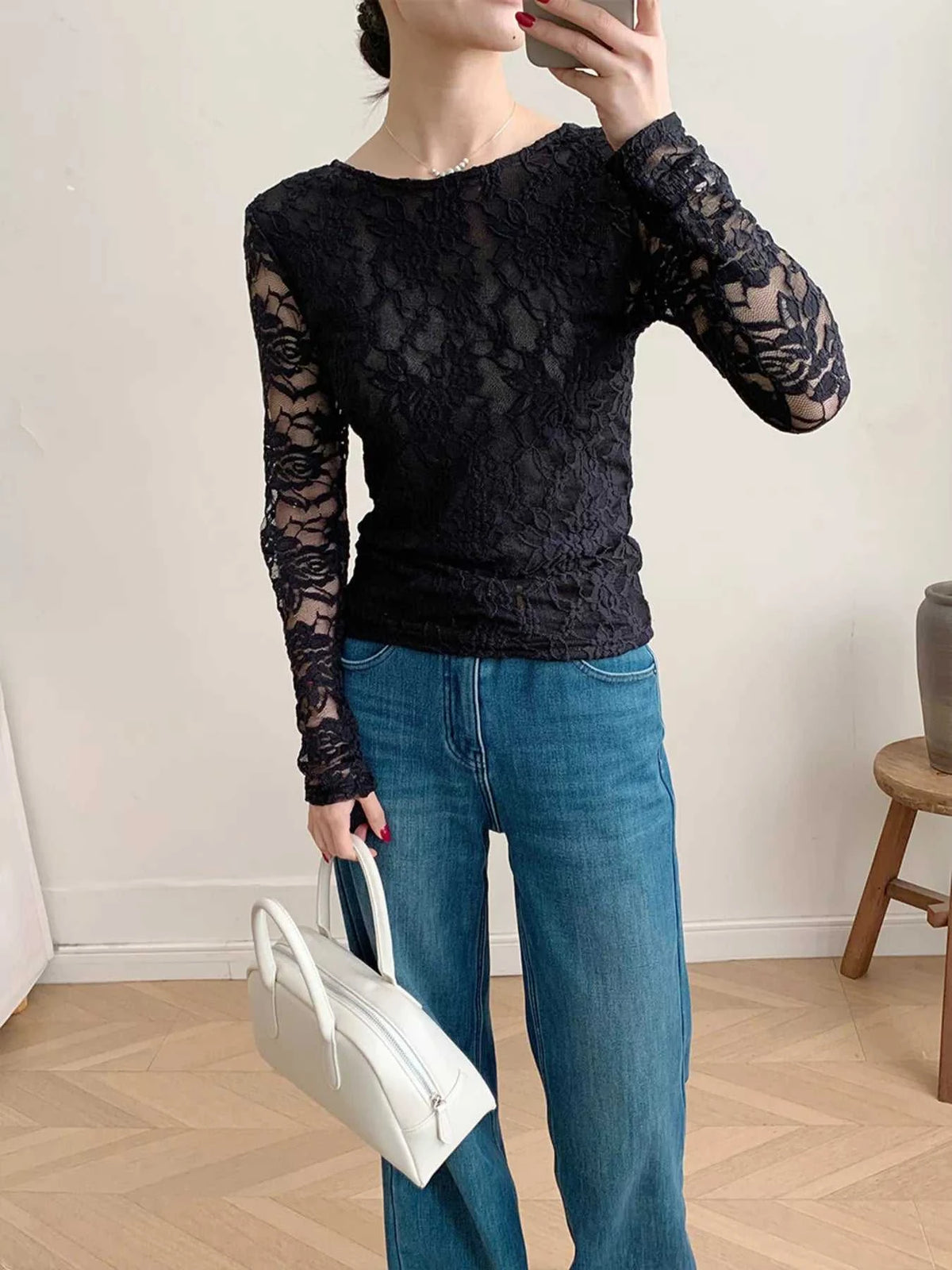 Lace Round Neck Long Sleeve Top 100100846416323 30 Affordable Fashion Under $100 Jerry's Apparel 