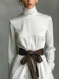 Turtleneck Tie Waist Midi Dress 100100601241017 60 Jerry's Apparel 