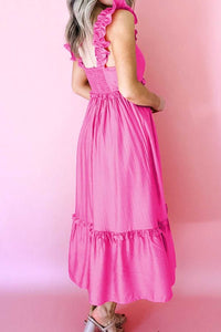 Solid Color Ruffle Trim High Waist Sleeveless Maxi Dress 100100088875266 51 Gifts for Her Jerry's Apparel 