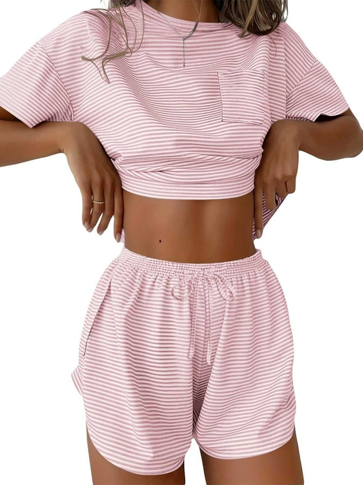 Printed Round Neck Tee and Shorts Set 100100695671655 31 Affordable Fashion Under $100 Jerry's Apparel 