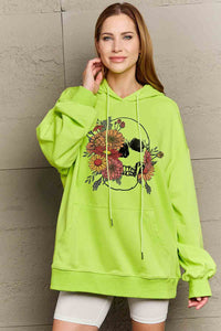 Full Size Floral Skull Graphic Hoodie