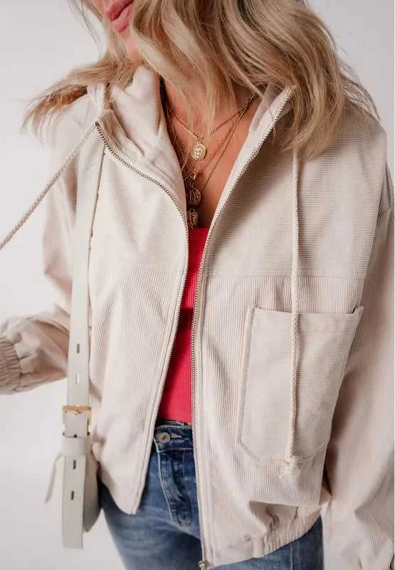 Pocketed Zip Up Long Sleeve Hooded Jacket 100100995919065 60 Affordable Fashion Under $100 Jerry's Apparel 