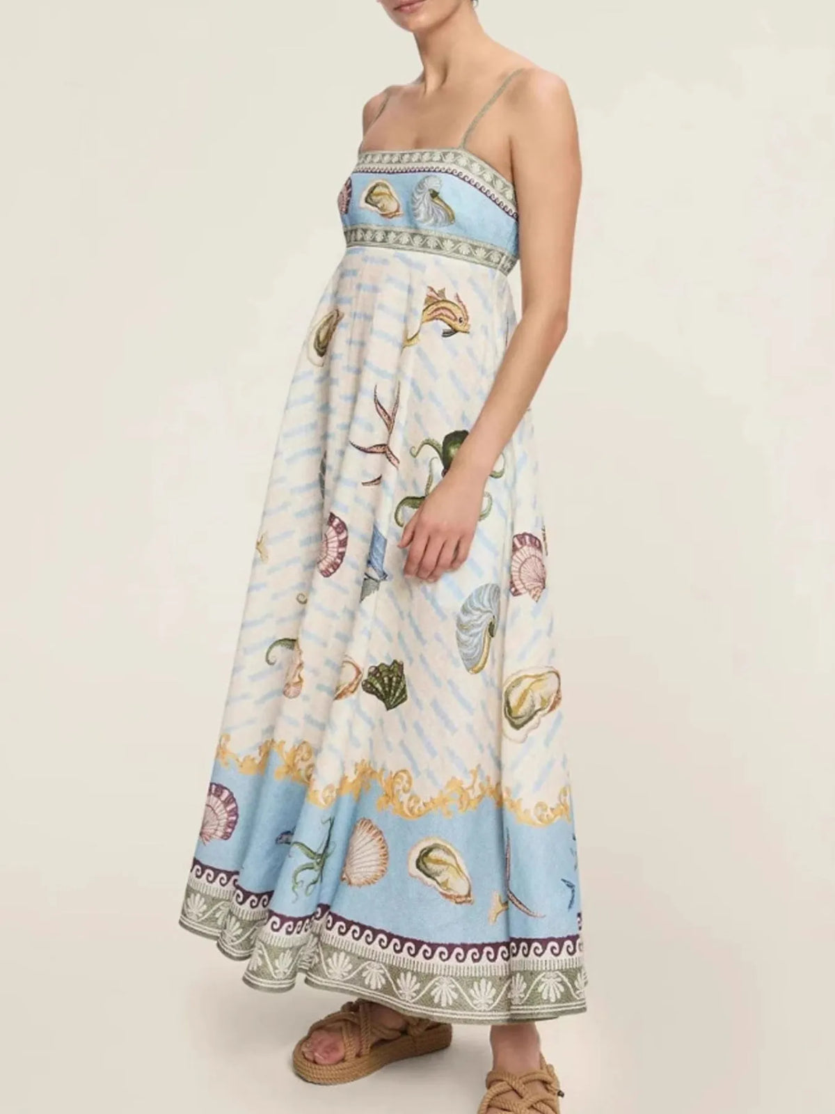 Printed Square Neck Maxi Cami Dress