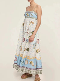 Printed Square Neck Maxi Cami Dress
