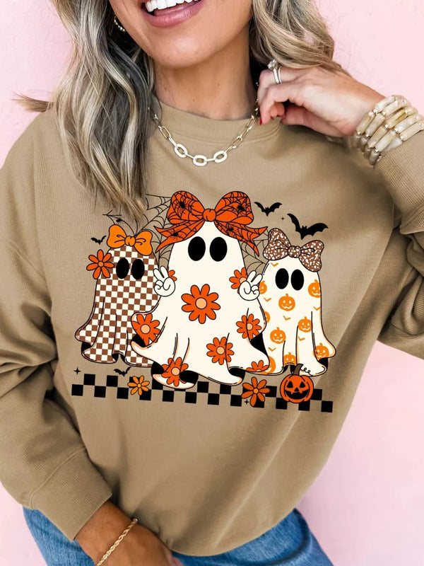 Halloween Ghost Graphic Drop Shoulder Sweatshirt 100100936916583 42 Affordable Fashion Under $100 Jerry's Apparel 