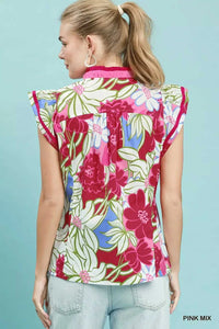 Umgee Bold Floral Flutter Sleeve Top 100100930731872 49 Affordable Fashion Under $100 Jerry's Apparel 