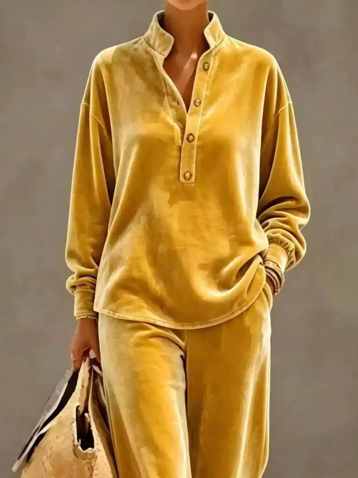 Full Size Half Button Top and Wide Leg Pants Set Plus Size 101001300812534 65 Affordable Fashion Under $100 Jerry's Apparel 