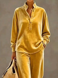 Full Size Half Button Top and Wide Leg Pants Set Plus Size 101001300812534 65 Affordable Fashion Under $100 Jerry's Apparel 
