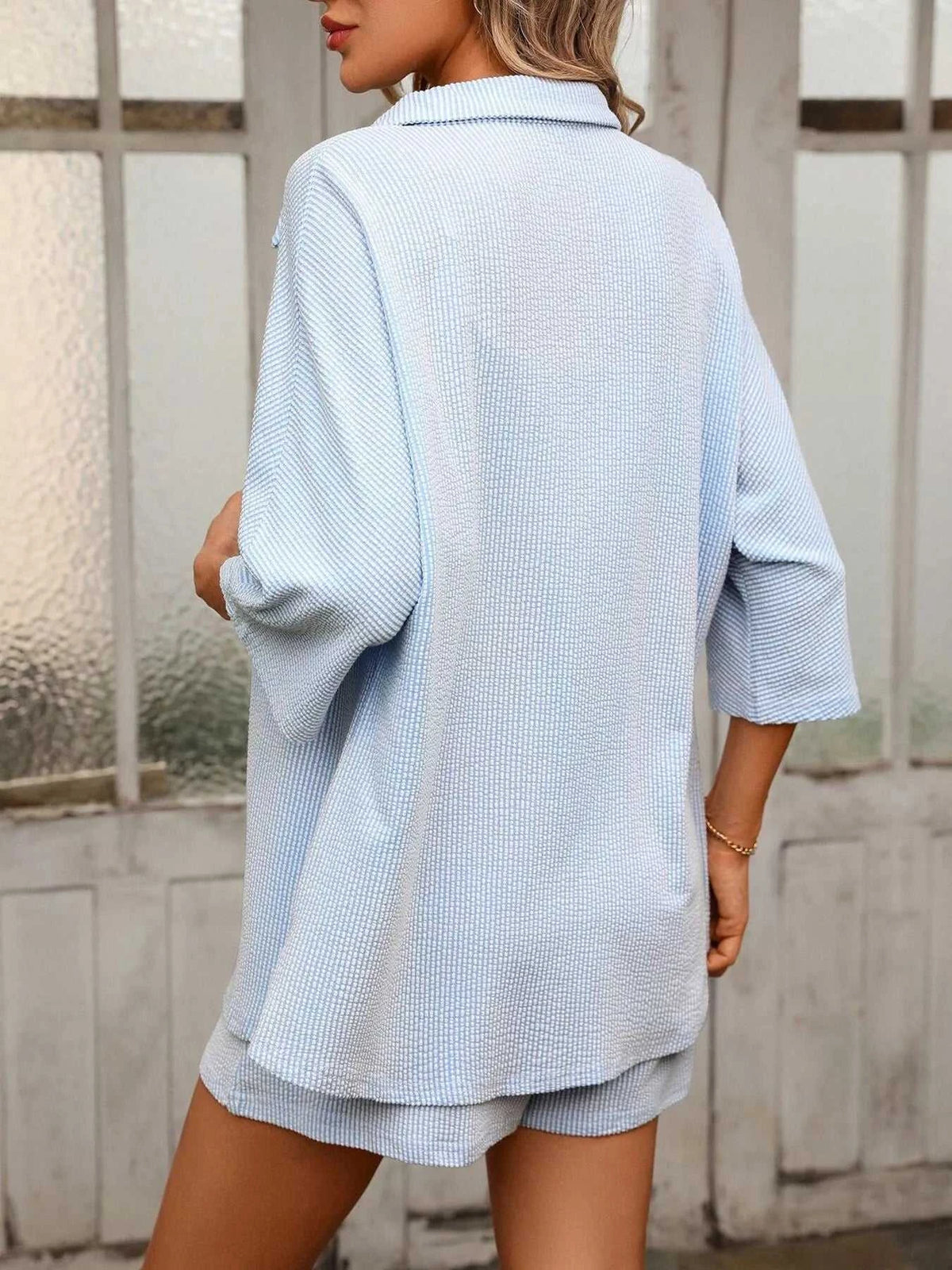 Textured Shirt and Shorts Set 100100159367823 54 Affordable Fashion Under $100 Jerry's Apparel 