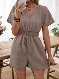 V-Neck Drawstring Waist Romper 100100584111761 32 Affordable Fashion Under $100 Jerry's Apparel 