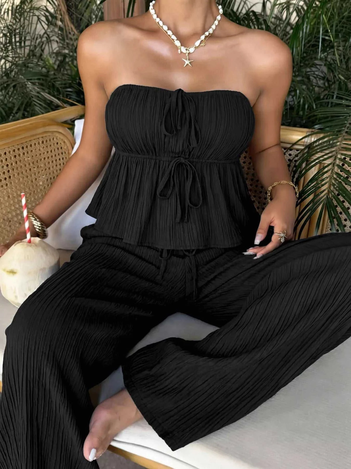 Tube Top and Wide-Leg Pants Set 100100877151663 41 Affordable Fashion Under $100 Jerry's Apparel 