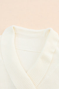 Ribbed Surplice Long Sleeve Sweater