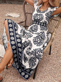 Printed V-Neck Cap Sleeve Maxi Dress 100100026521831 39 Affordable Fashion Under $100 Jerry's Apparel 