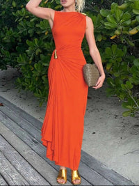 Draped Sleeveless Bodycon Maxi Dress with Metal Decorative 100100688722473 34 Affordable Fashion Under $100 Jerry's Apparel 