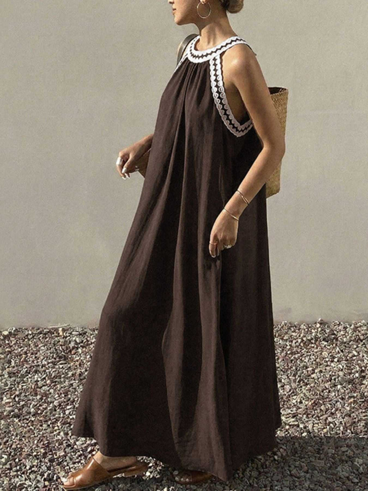 Crochet Trim Sleeveless Maxi Dress 100100555931354 39 Affordable Fashion Under $100 Jerry's Apparel 