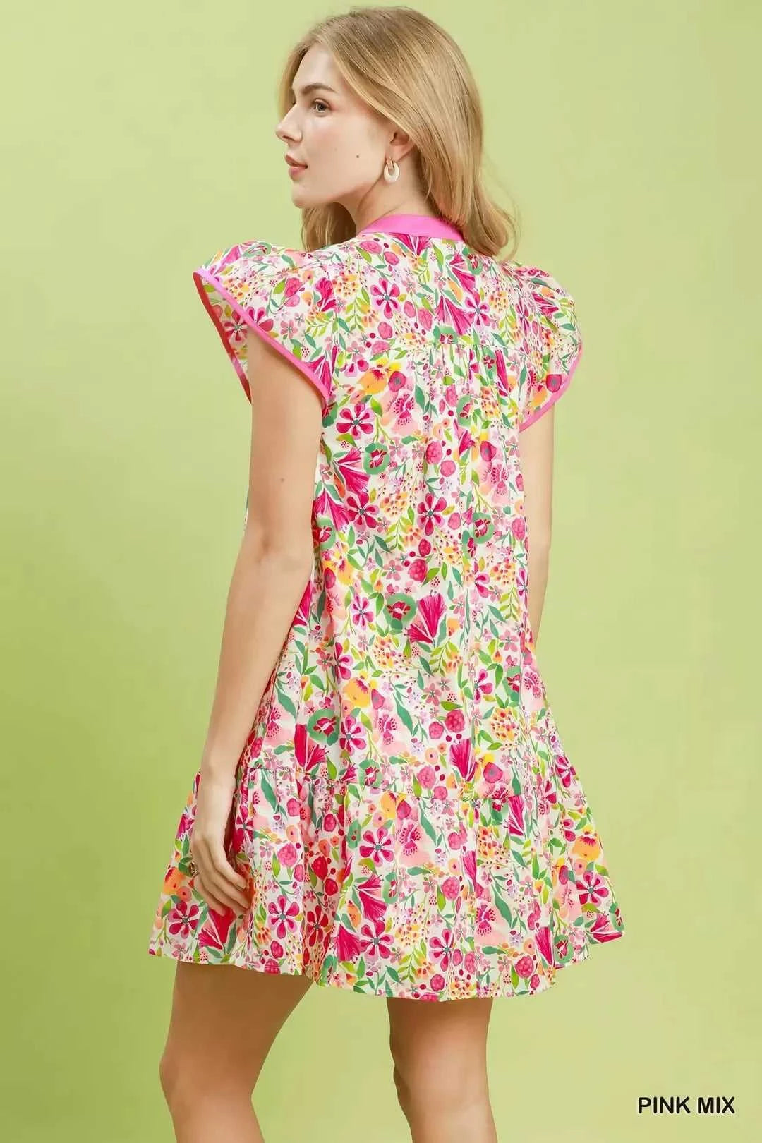 Umgee Floral Flutter Sleeve Tiered Mini Dress 100100925781092 57 Affordable Fashion Under $100 Jerry's Apparel 