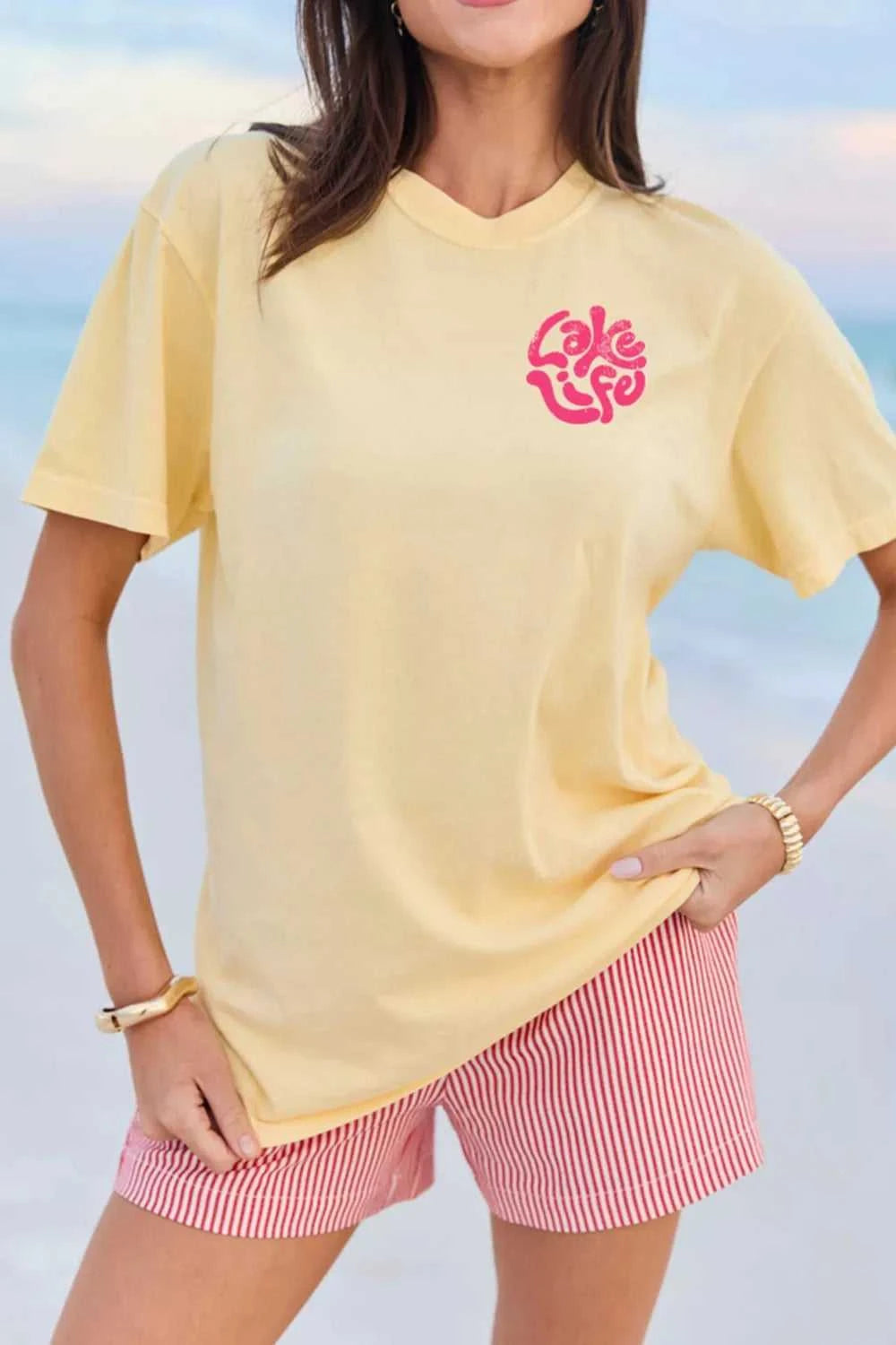 Casual Round Neck Short Sleeve Slogan Print Loose Fit T-shirt 100100656788826 35 Affordable Fashion Under $100 Jerry's Apparel 