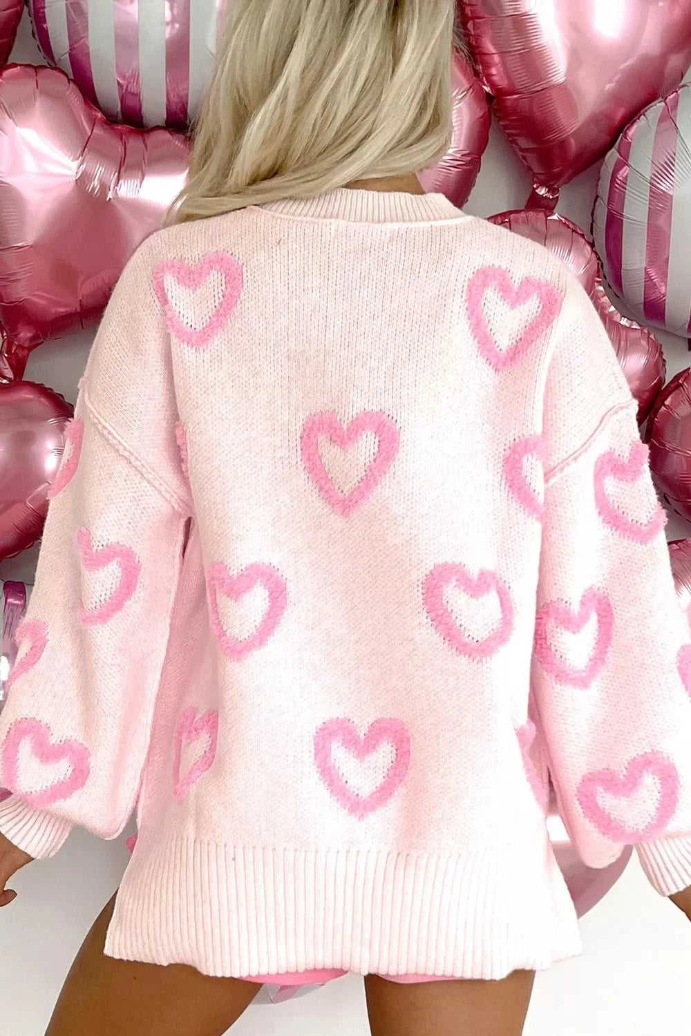 Heart Shape Bubble Sleeve Baggy Sweater 100100868213065 63 Affordable Fashion Under $100 Jerry's Apparel 