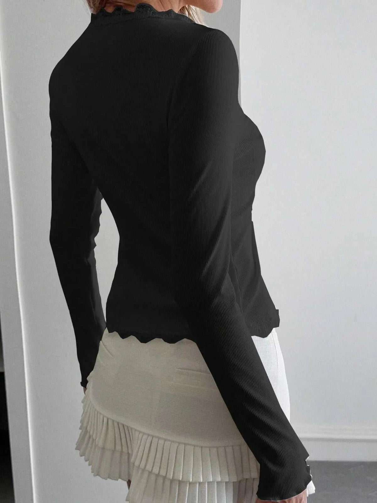 Lace Trim Long Sleeve Top 100100696599078 30 Affordable Fashion Under $100 Jerry's Apparel 