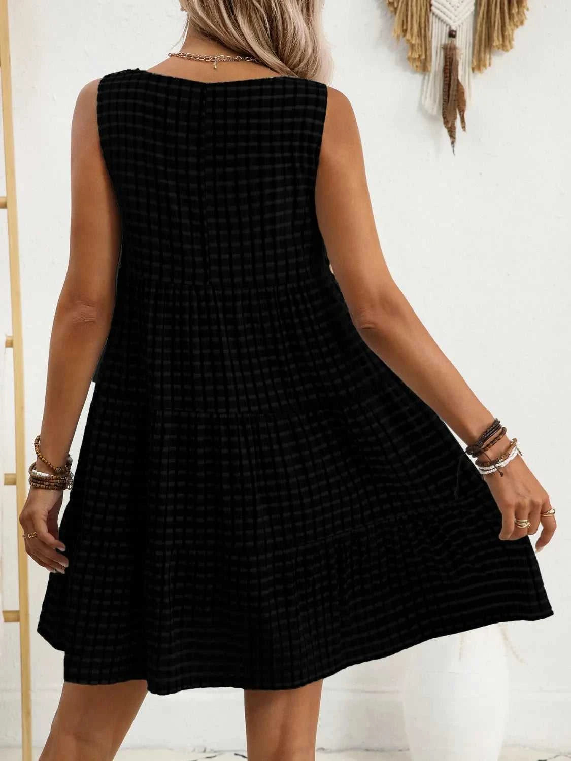 Plaid Round Neck Sleeveless Mini Dress 100100093541083 32 Affordable Fashion Under $100 Jerry's Apparel 