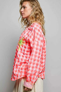 POL Gingham Embroidered Palm Tree Blouse 100100495991643 50 Affordable Fashion Under $100 Jerry's Apparel 