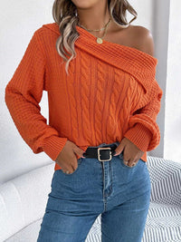 One Shoulder Cable Knit Sweater 101002219934825 38 Affordable Fashion Under $100 Jerry's Apparel 