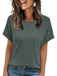 Casual Ribbed Knit Short Sleeve T-Shirt 100100691365915 25 Affordable Fashion Under $100 Jerry's Apparel 