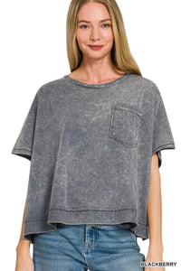 Zenana Acid Washed Round Neck Short Sleeve Oversized T-Shirt 100100271511497 25 Affordable Fashion Under $100 Jerry's Apparel 