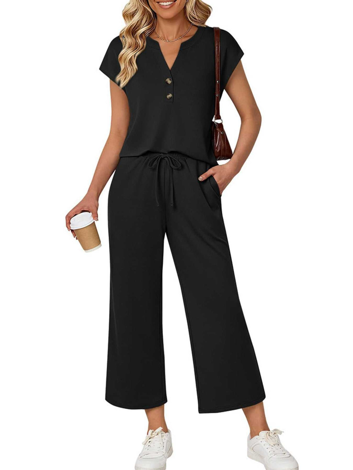 Notched Short Sleeve Top and Pants Set 100100127376521 46 Affordable Fashion Under $100 Jerry's Apparel 