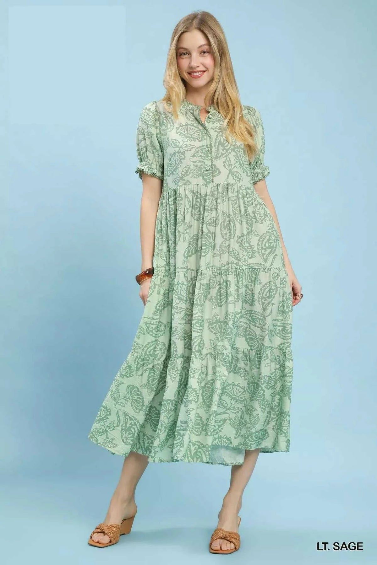 Umgee Paisley Print Tiered Midi Dress 100100646651075 64 Affordable Fashion Under $100 Jerry's Apparel 