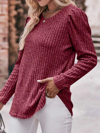 Ribbed Knit Puff Sleeve T-Shirt 100100962471478 28 Affordable Fashion Under $100 Jerry's Apparel 