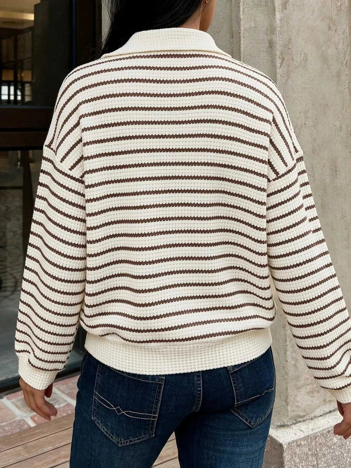 Striped Polo Collar Knit Sweatshirt 101002180525543 32 Affordable Fashion Under $100 Jerry's Apparel 