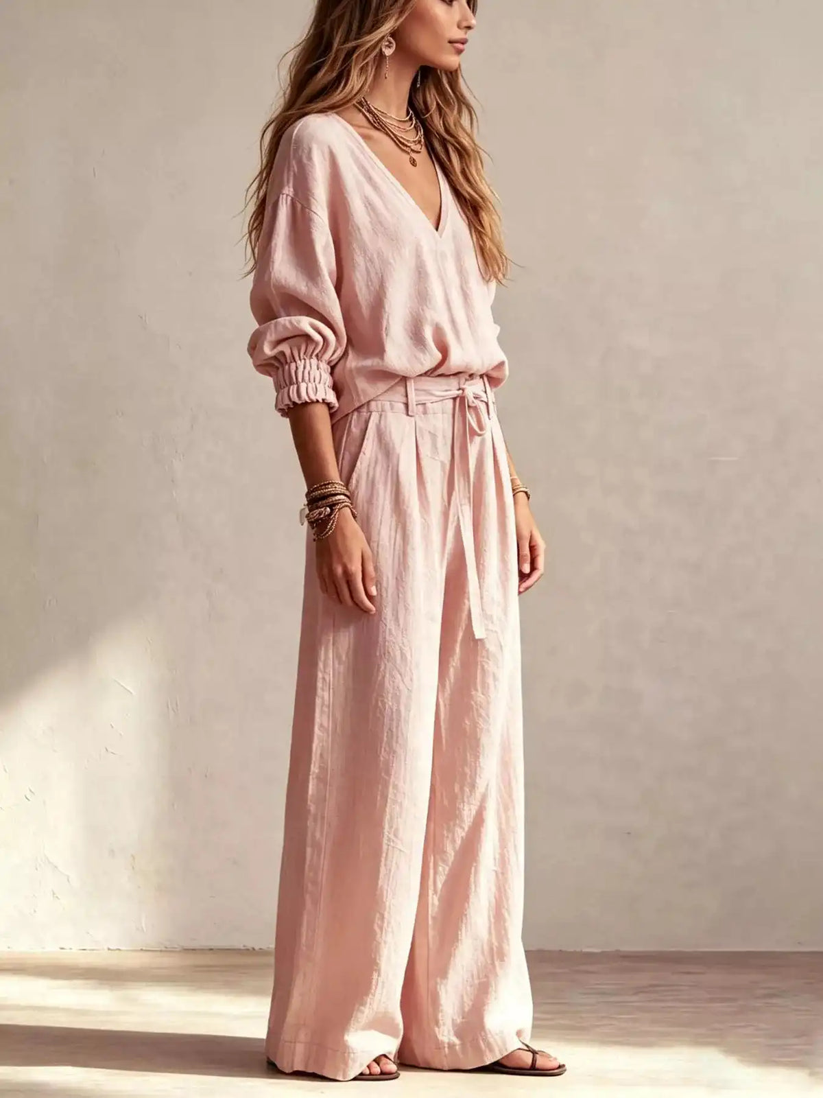 V-Neck Top and Wide-Leg Pants Set 101001694673495 81 Affordable Fashion Under $100 Jerry's Apparel 