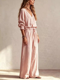 V-Neck Top and Wide-Leg Pants Set 101001694673495 81 Affordable Fashion Under $100 Jerry's Apparel 