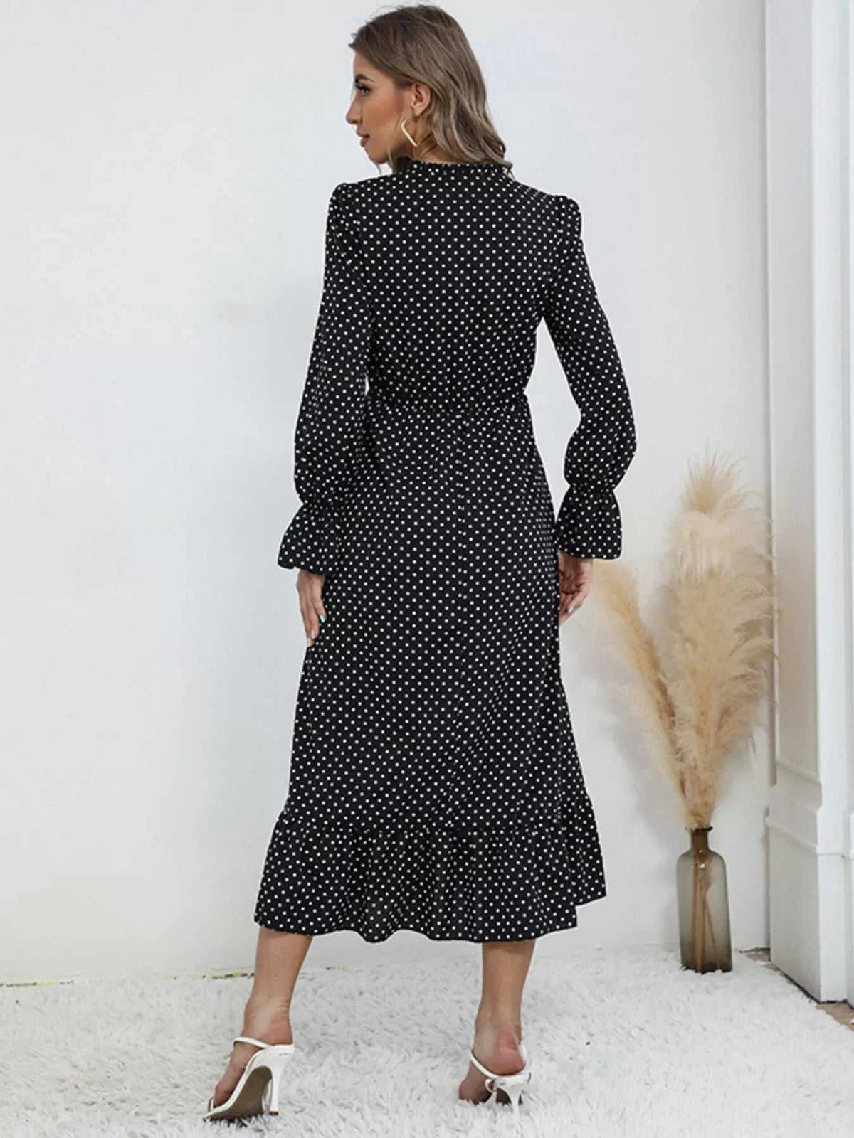 Polka Dot Ruffle Hem Midi Dress 100100992204354 44 Affordable Fashion Under $100 Jerry's Apparel 