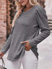 Ribbed Knit Puff Sleeve T-Shirt 100100962471478 28 Affordable Fashion Under $100 Jerry's Apparel 