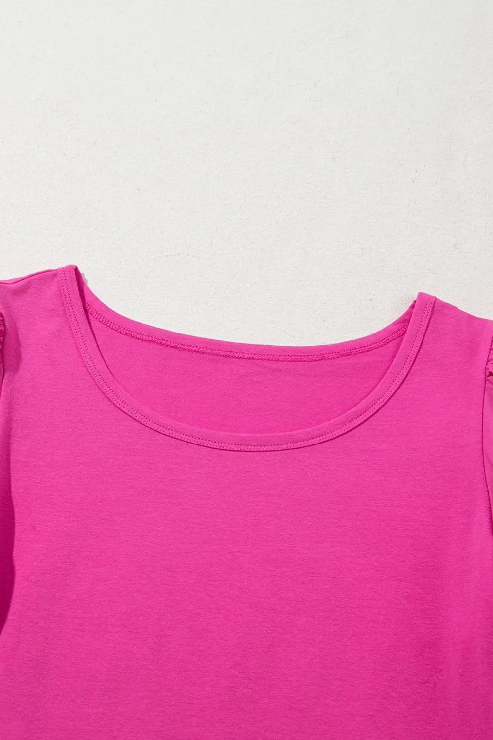 Casual Round Neck Bubble Sleeve T-Shirt