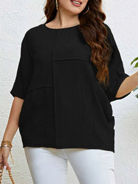 Plus Size Relaxed Fit Textured Half Sleeve T-Shirt 100100875725942 35 Affordable Fashion Under $100 Jerry's Apparel 