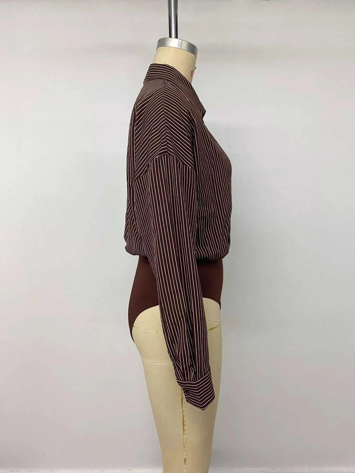 Striped Button-Up Bodysuit 100100357663685 34 Affordable Fashion Under $100 Jerry's Apparel 