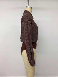 Striped Button-Up Bodysuit 100100357663685 34 Affordable Fashion Under $100 Jerry's Apparel 