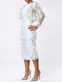 Plus Size Floral Embroidered Sheer Ruffle Sleeve Midi Dress 101001027950241 106 Brunch Dresses Jerry's Apparel 