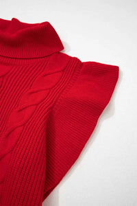 Cable Knit Turtleneck Ruffled Short Sleeve Sweater 101002004961931 44 Affordable Fashion Under $100 Jerry's Apparel 