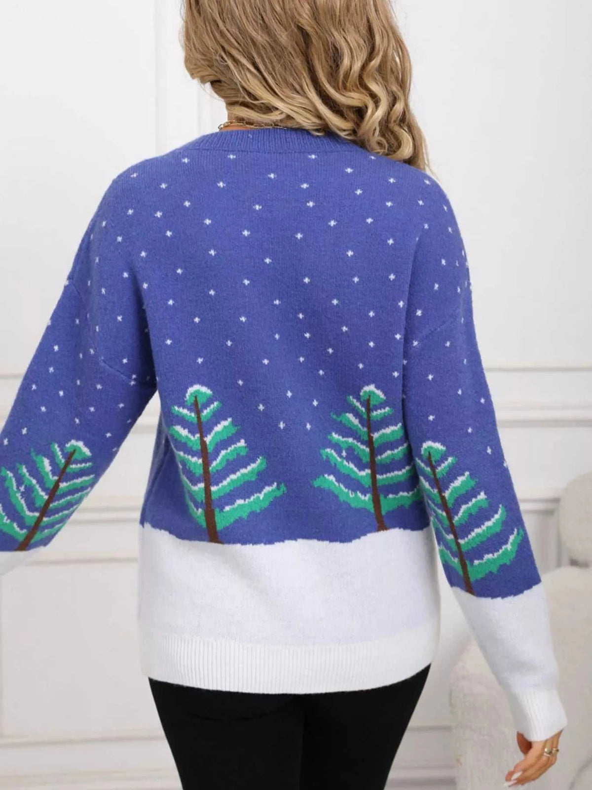 Tree Pattern Round Neck Sweater 100100194825917 46 Affordable Fashion Under $100 Jerry's Apparel 