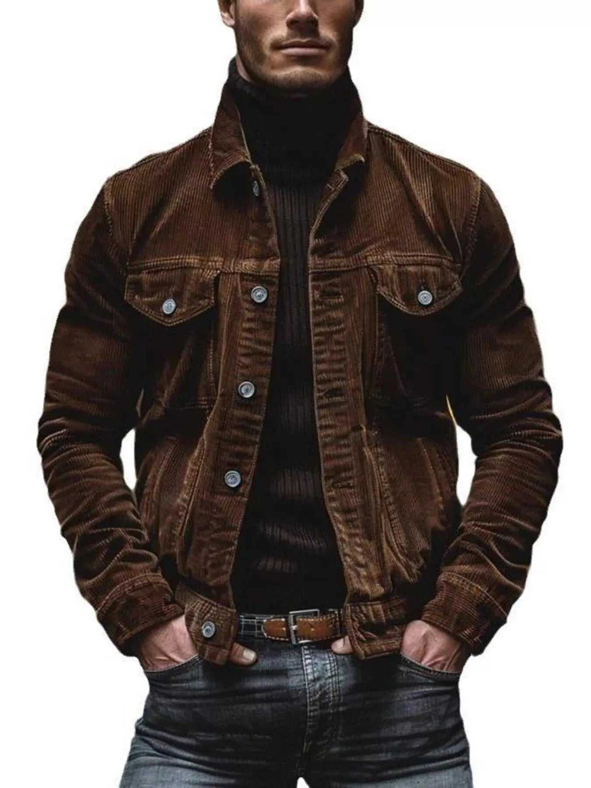 Men's Full Size Corduroy Button-Down Jacket Plus Size 100400366501040 58 Affordable Fashion Under $100 Jerry's Apparel 