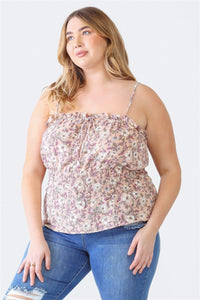 Plus Size Frill Floral Square Neck Cami