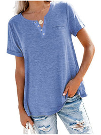 Full Size Notched Short Sleeve T-Shirt Plus Size
