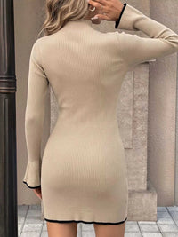 Ribbed Mock Neck Flare Sleeve Sweater Dress 100100035723976 41 Affordable Fashion Under $100 Jerry's Apparel 