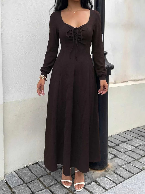 Long Sleeve Tie-Front Maxi Dress 100100542655750 37 Affordable Fashion Under $100 Jerry's Apparel 