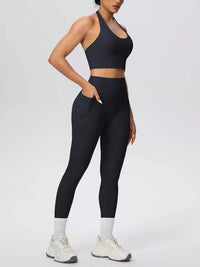 Halter Neck Crop Top and High-Waisted Leggings Active Set 101006684139191 85 Affordable Fashion Under $100 Jerry's Apparel 