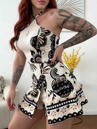 Floral Print Halter Neck Romper 100100337489375 86 Women's Romper Affordable Fashion Under $100 Jerry's Apparel 